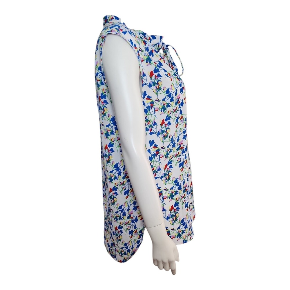 Dalia Top Womens Size M Medium White Floral Multicolored Lightweight Office - Picture 4 of 7